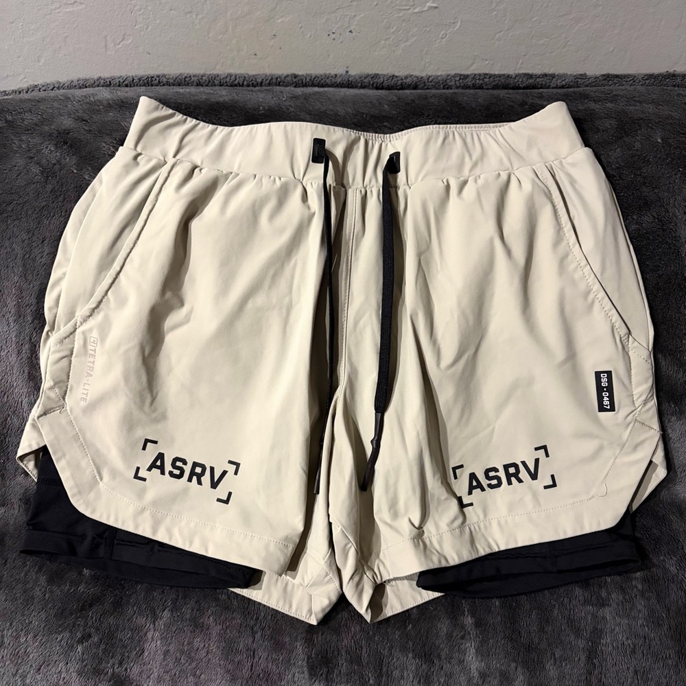 Size Medium, gray-ish color ASRV 5" inch logo shorts DSG 0467